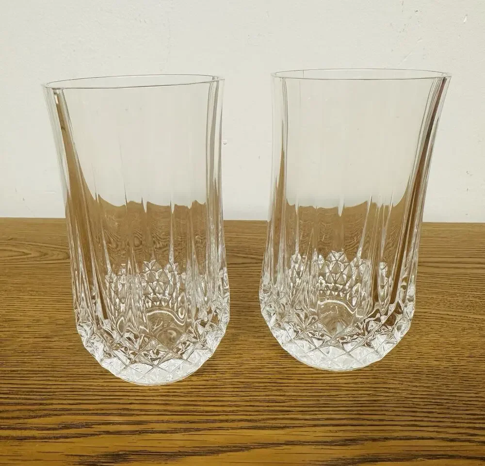 Cristal D'Arques Durand Longchamp Tumbler 10 oz Crystal Glass Set of 2 Elegant